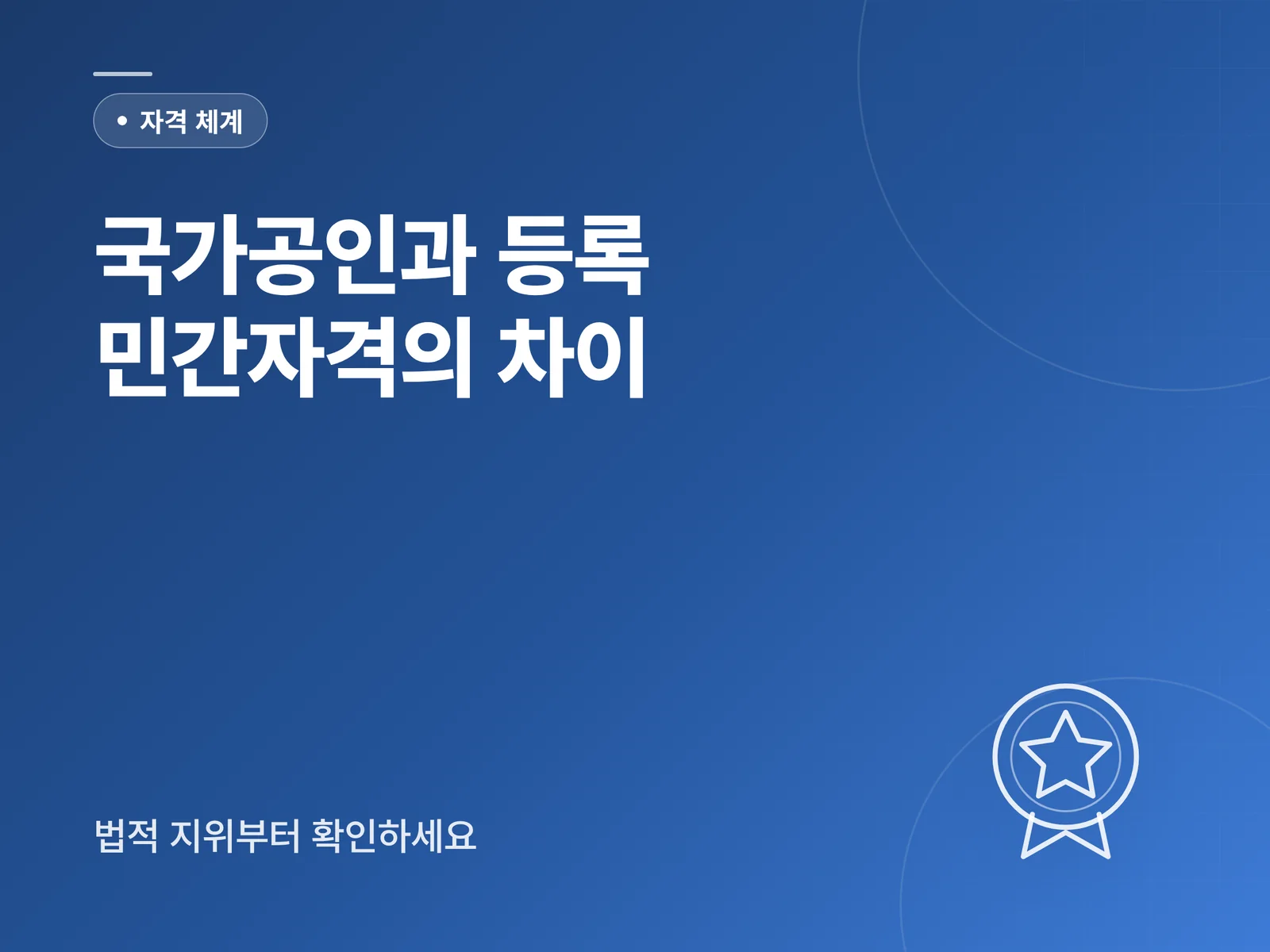 국가공인 민간자격과 등록 민간자격의 차이를 안내하는 자격 체계 카드
