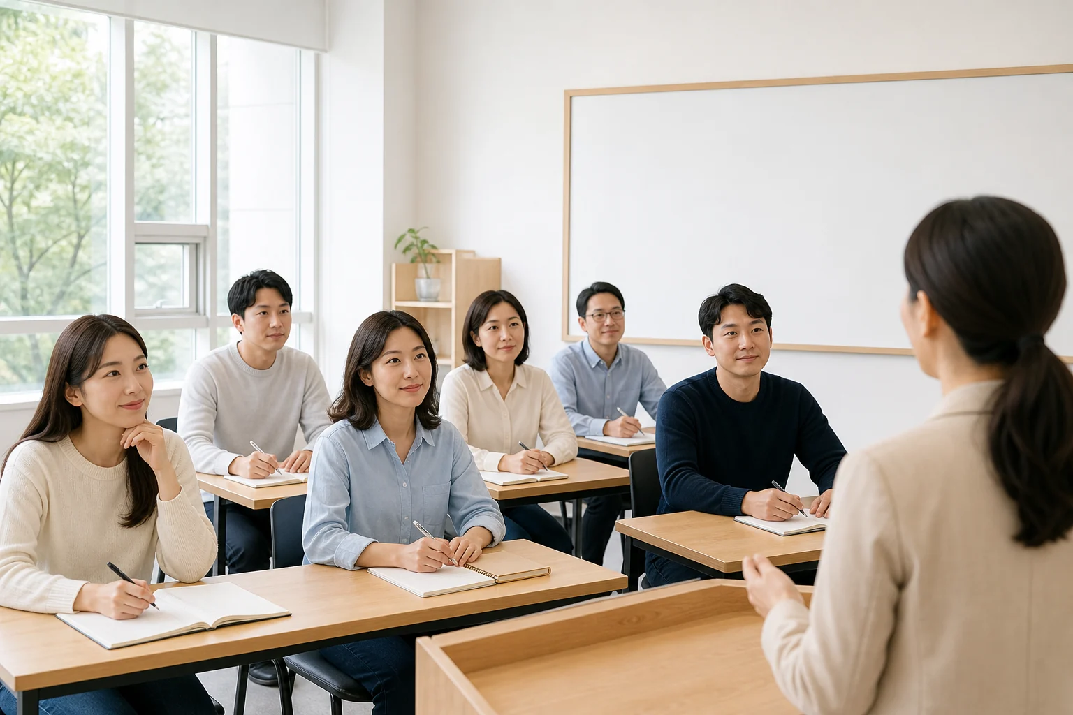 민간자격증 교육 과정 수강생들이 강의를 듣는 모습